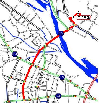 高鍋大師までの道順略図